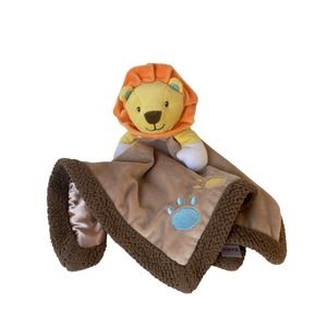 Baby Starters Lion Baby Brown Lovey Rattle Security Blanket Paw Print Plush